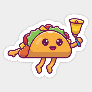 Cute Taco Holding Bell Cartoon Sticker
